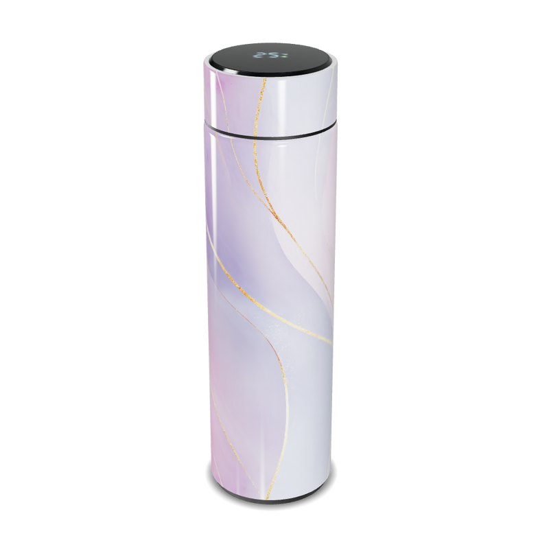 Garrafa Térmica Touch - Branca com Linhas Douradas