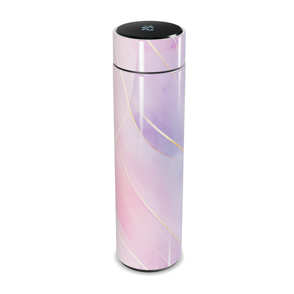 Garrafa Térmica Touch - Branca com Linhas Douradas