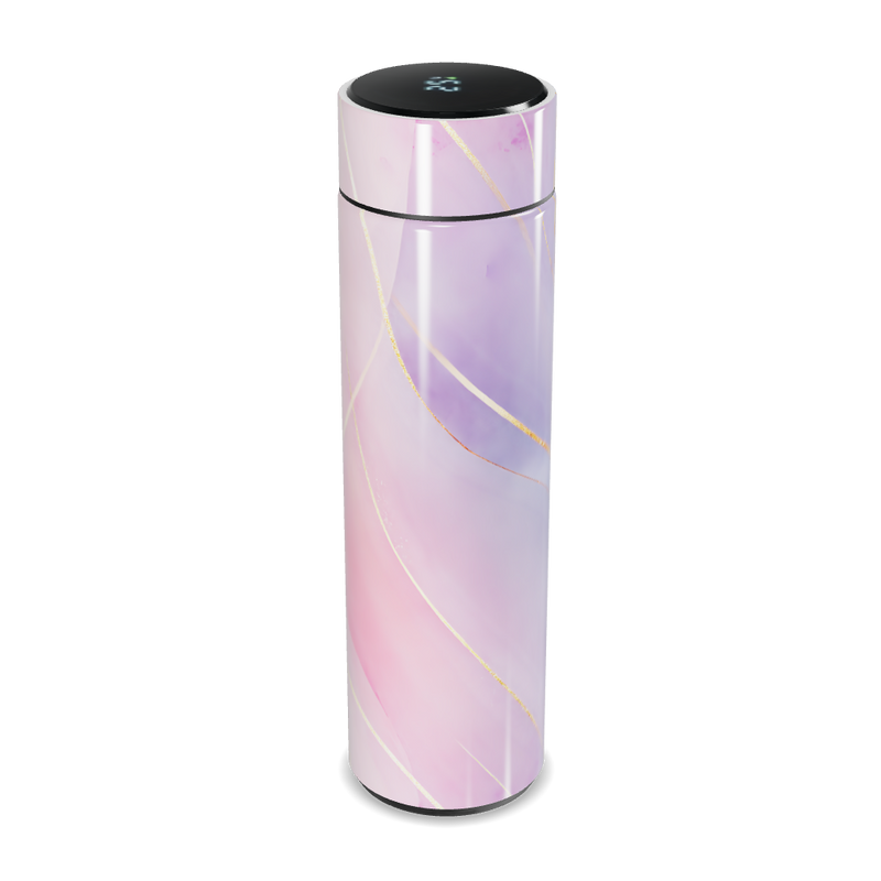 Garrafa Térmica Touch - Branca com Linhas Douradas