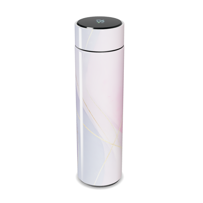 Garrafa Térmica Touch - Branca com Linhas Douradas