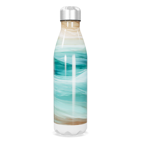 Garrafa Inox - Ondas Azul e Bege