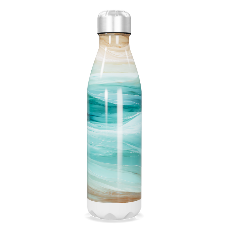 Garrafa Inox - Ondas Azul e Bege