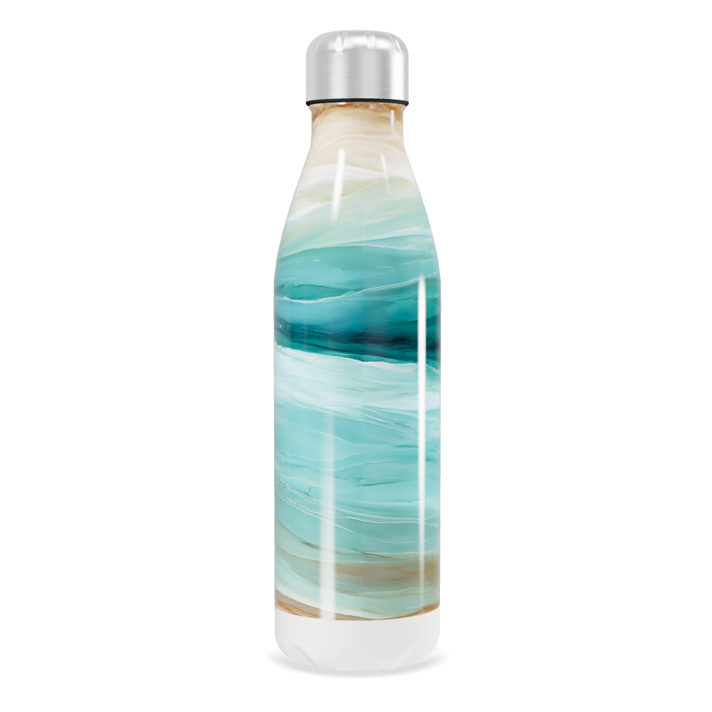 Garrafa Inox - Ondas Azul e Bege