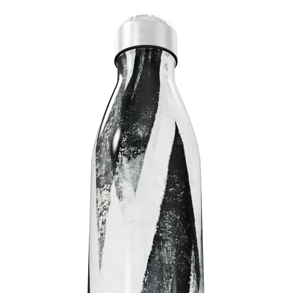 Garrafa Inox - Estampa Abstrata Preto e Branco
