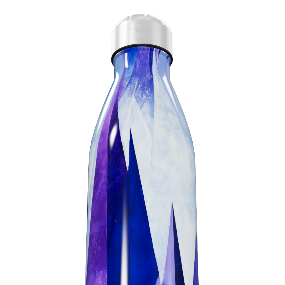 Garrafa Inox - Azul com Estampa Geométrica