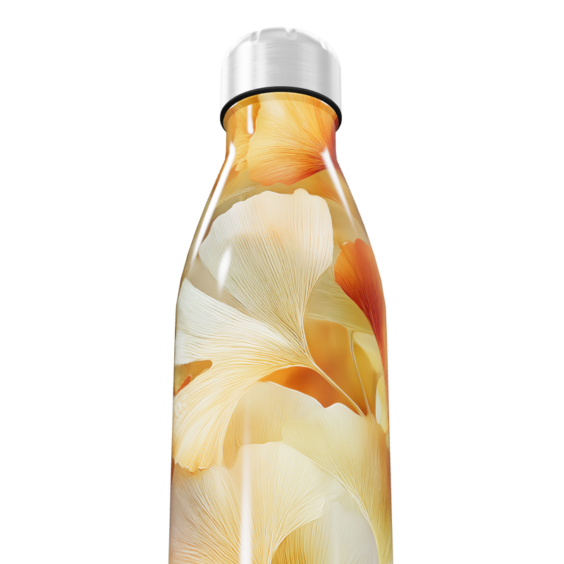 Garrafa Inox - Estampa Floral Laranja
