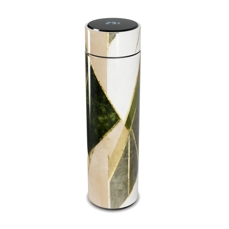 Garrafa Térmica Touch - Design Geométrico Verde