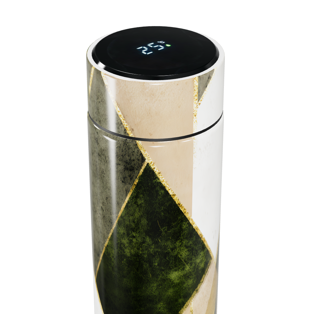 Garrafa Térmica Touch - Design Geométrico Verde