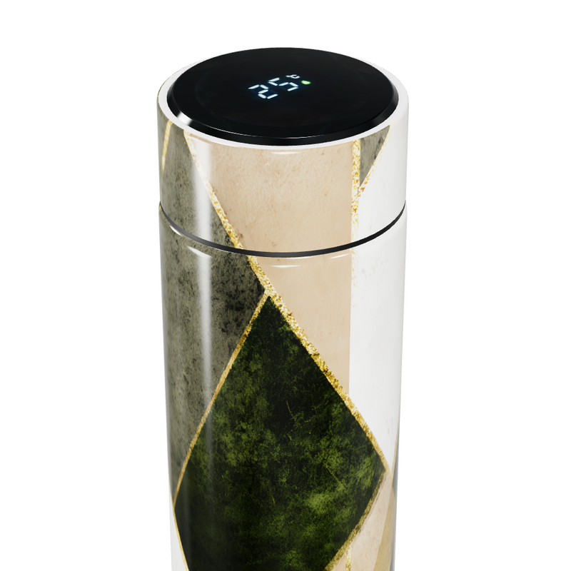 Garrafa Térmica Touch - Design Geométrico Verde