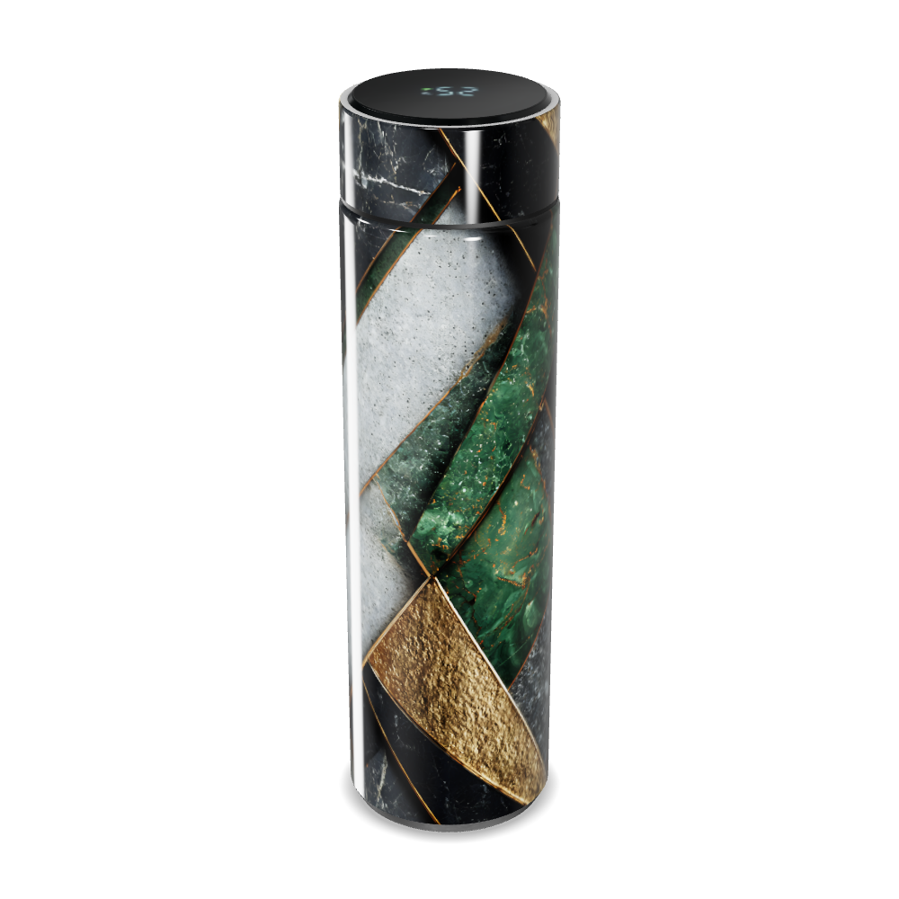 Garrafa Térmica Touch - Mármore Verde e Dourado
