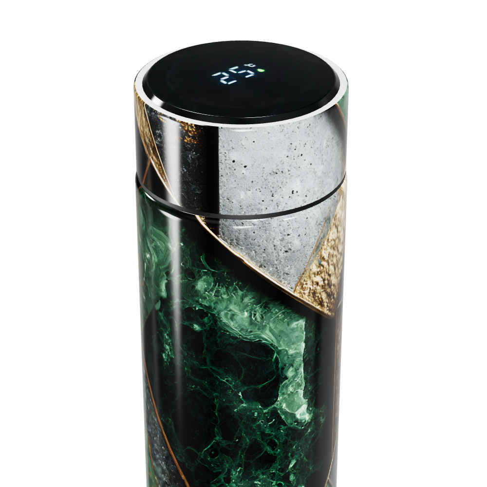 Garrafa Térmica Touch - Mármore Verde e Dourado