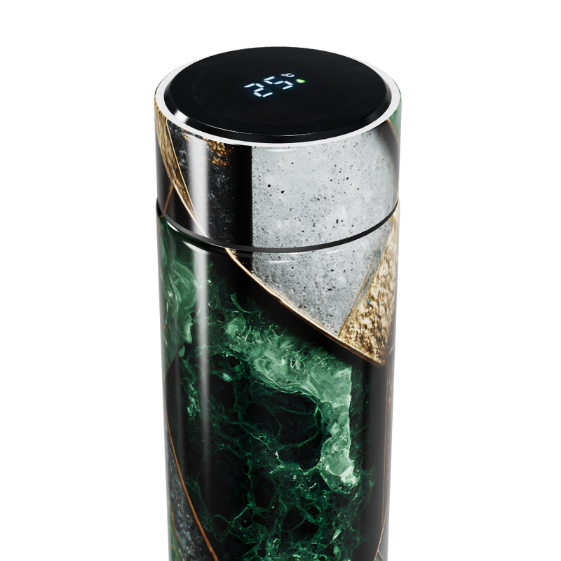 Garrafa Térmica Touch - Mármore Verde e Dourado