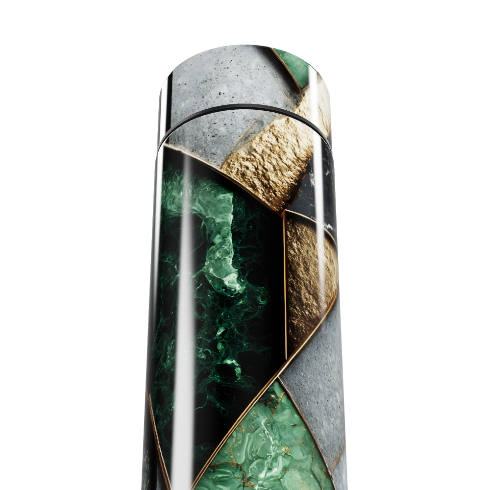 Garrafa Térmica Touch - Mármore Verde e Dourado