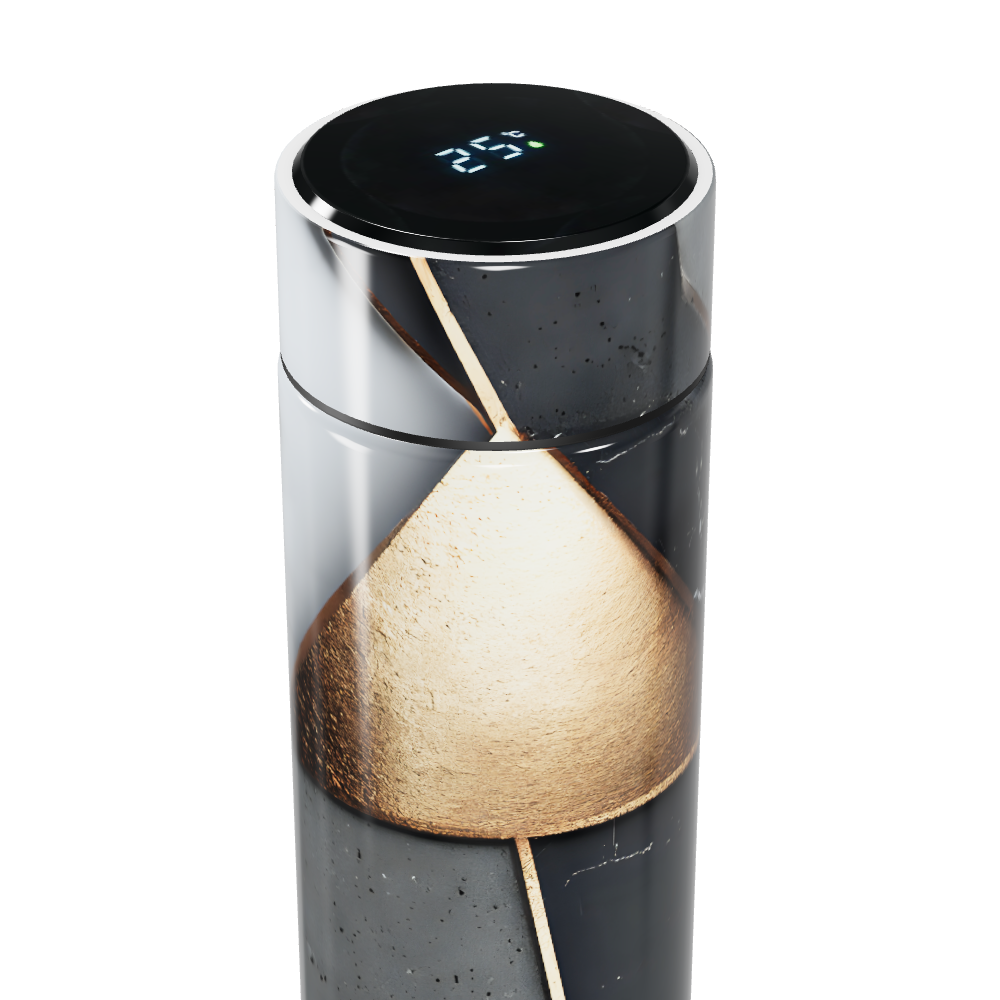 Garrafa Térmica Touch - Preto e Dourado Geométrico