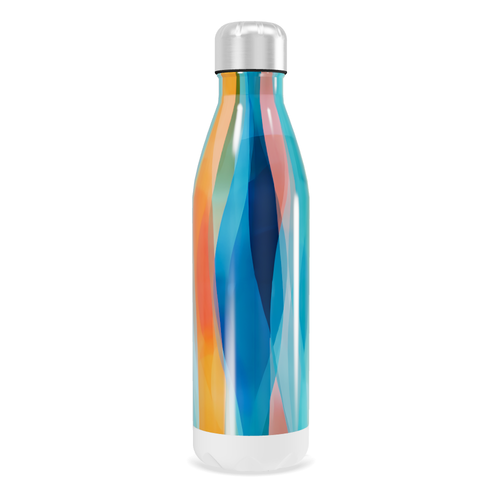 Garrafa Inox - Azul com Estampa Abstrata