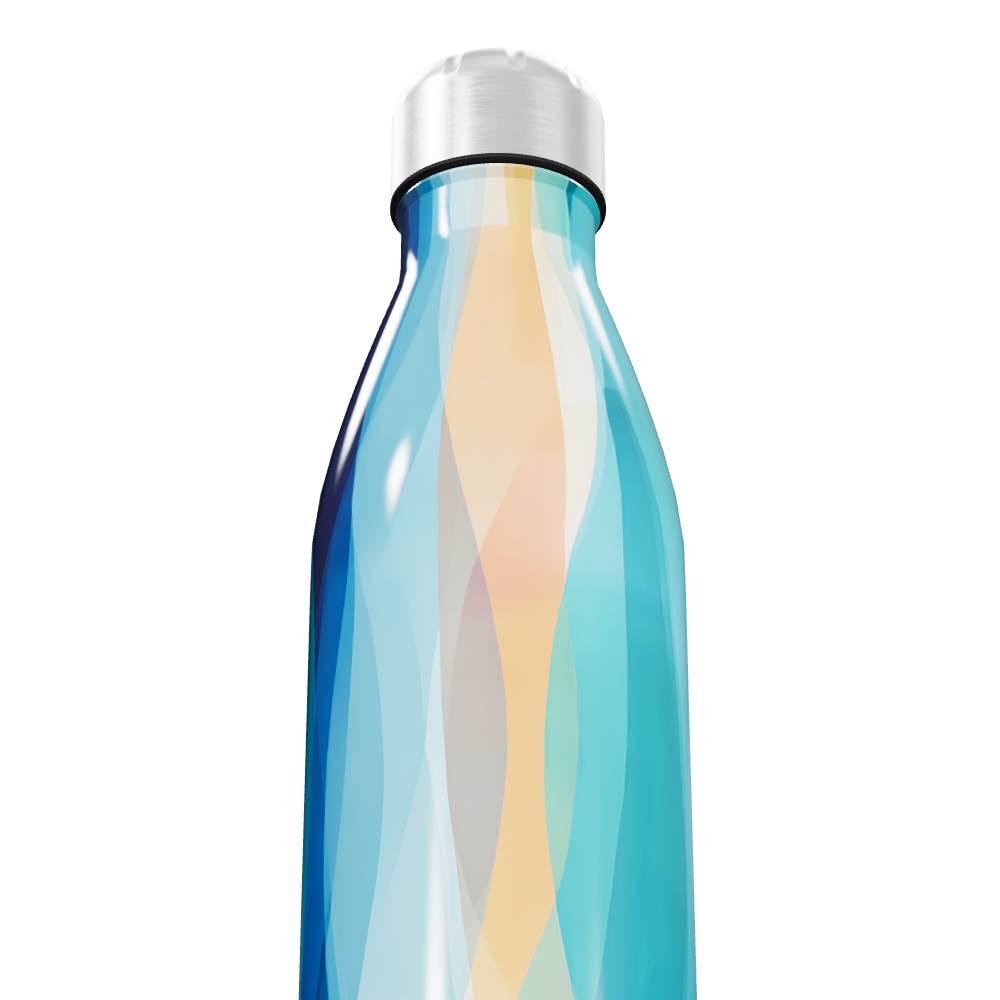 Garrafa Inox - Azul com Estampa Abstrata