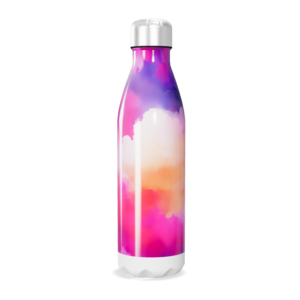 Garrafa Inox Estampa Rosa e Branca