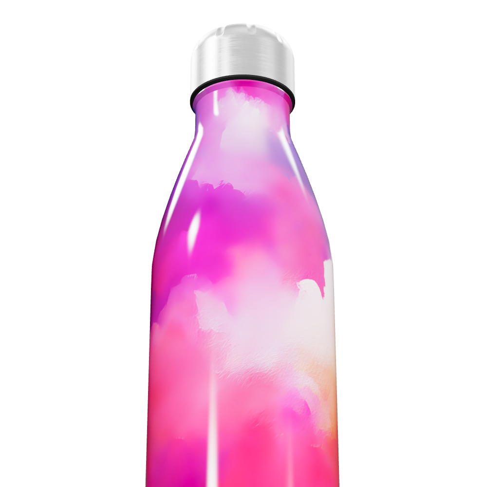 Garrafa Inox Estampa Rosa e Branca