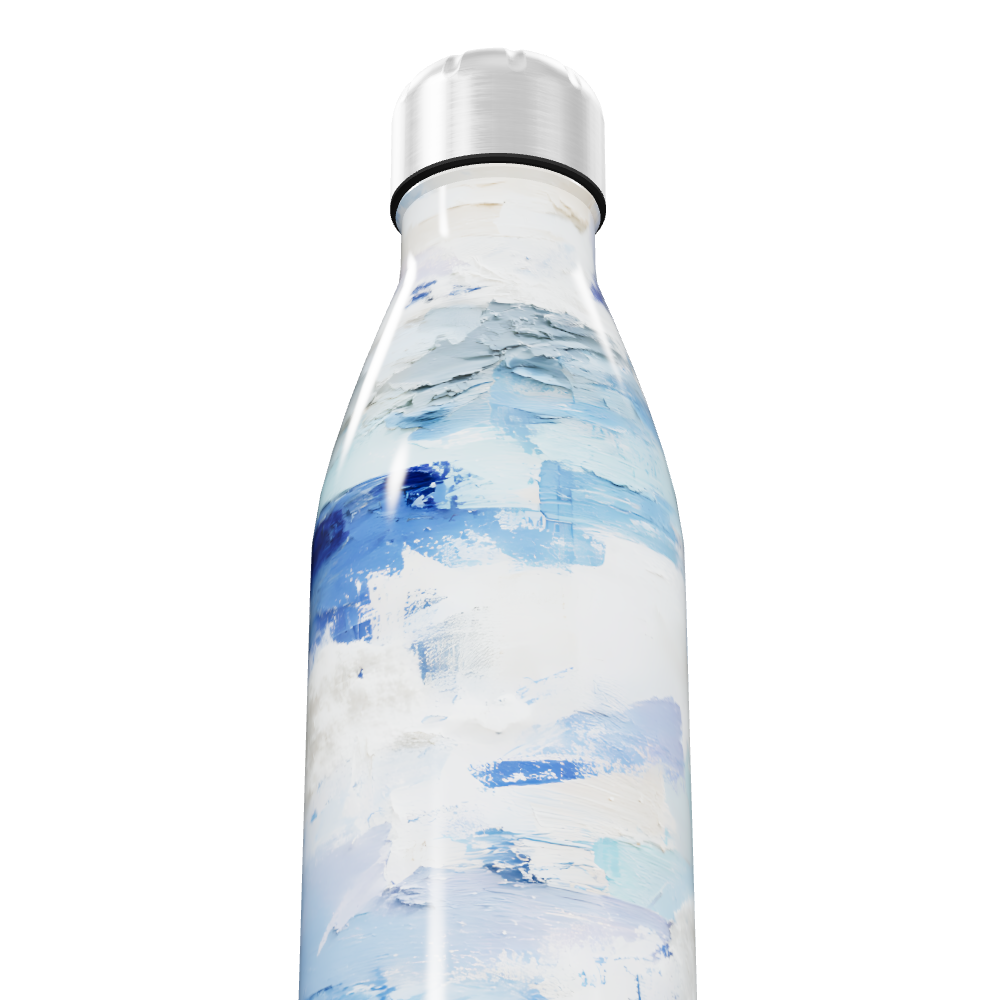 Garrafa Inox - Pintura Azul e Branca