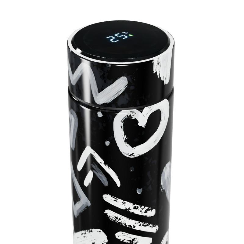 Garrafa Térmica Touch - Coração Preto e Branco