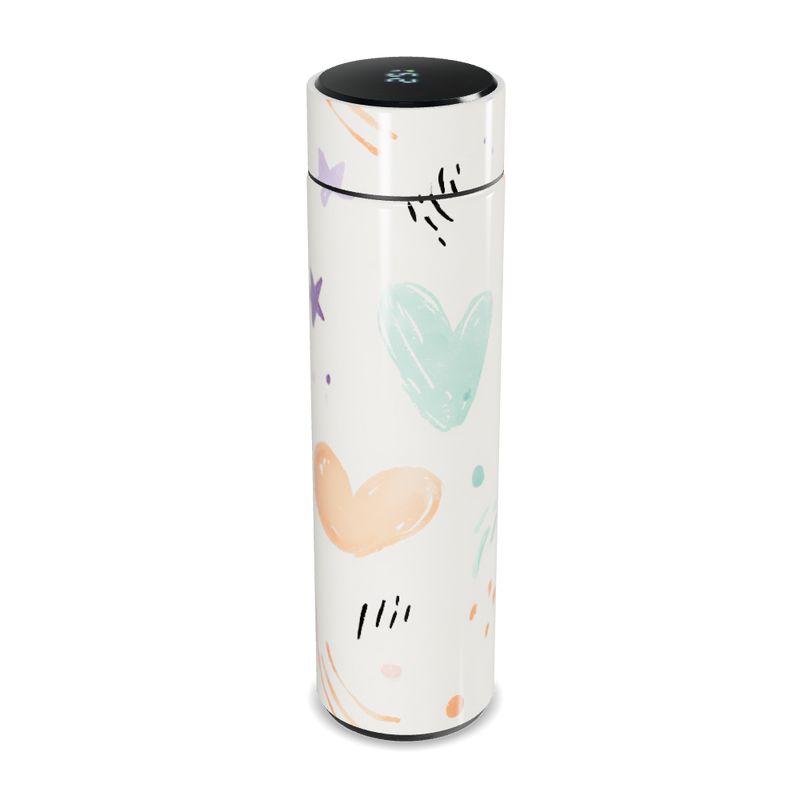 Garrafa Térmica Touch - Branca Desenhos Coloridos