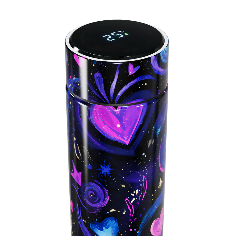 Garrafa Térmica Touch - Estampa Corações Coloridos