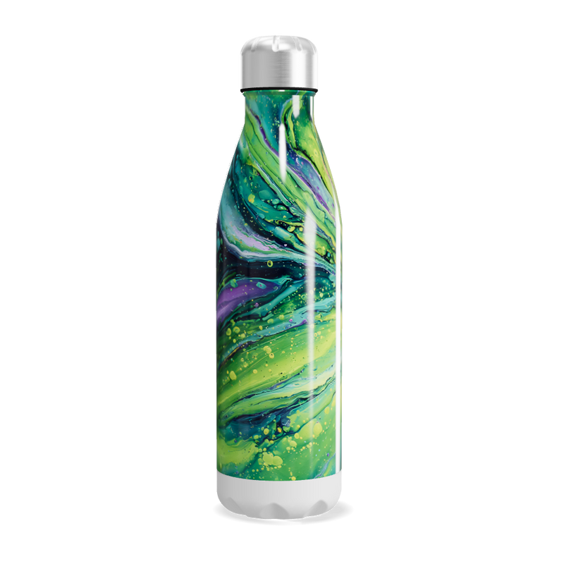Garrafa Inox - Estampa Abstrata Verde