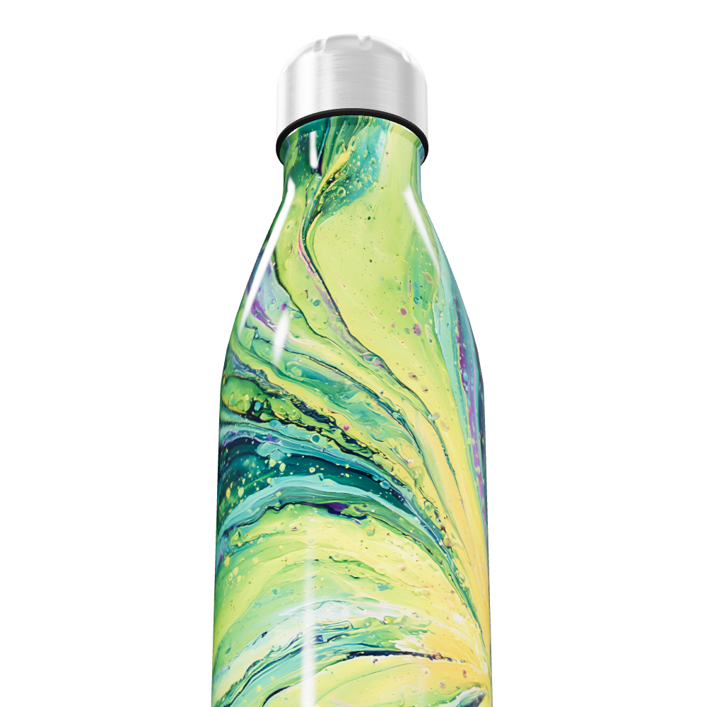 Garrafa Inox - Estampa Abstrata Verde
