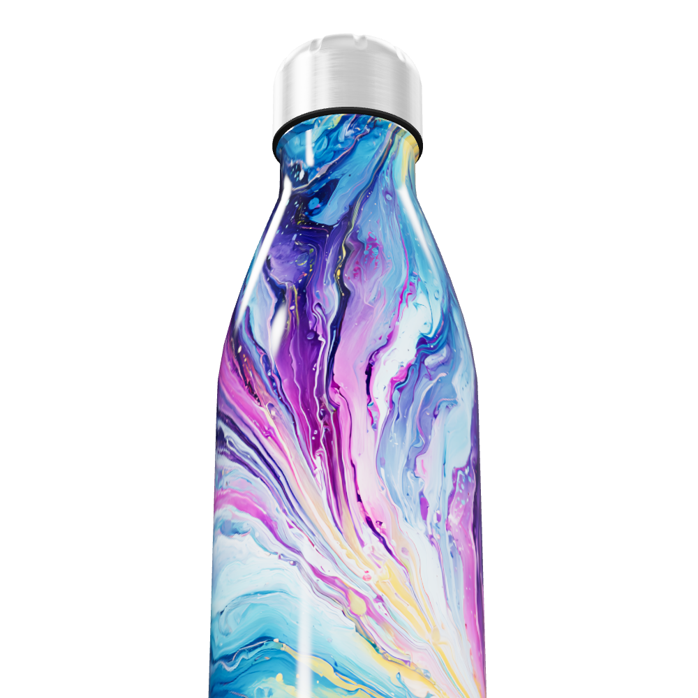 Garrafa Inox - Estampa Marmorizada Colorida