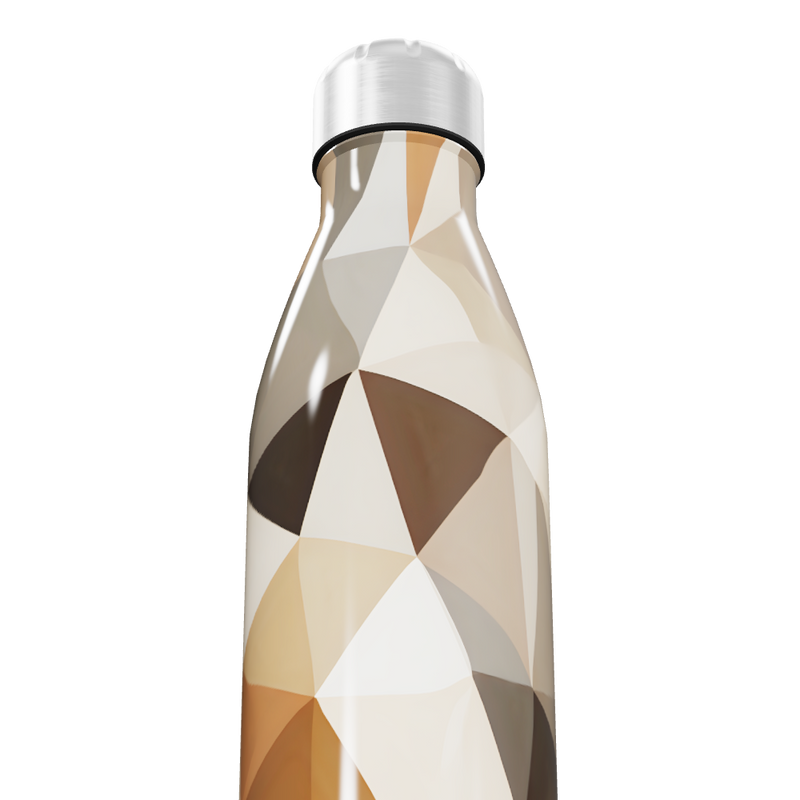 Garrafa Inox - Geométrica Bege e Marrom