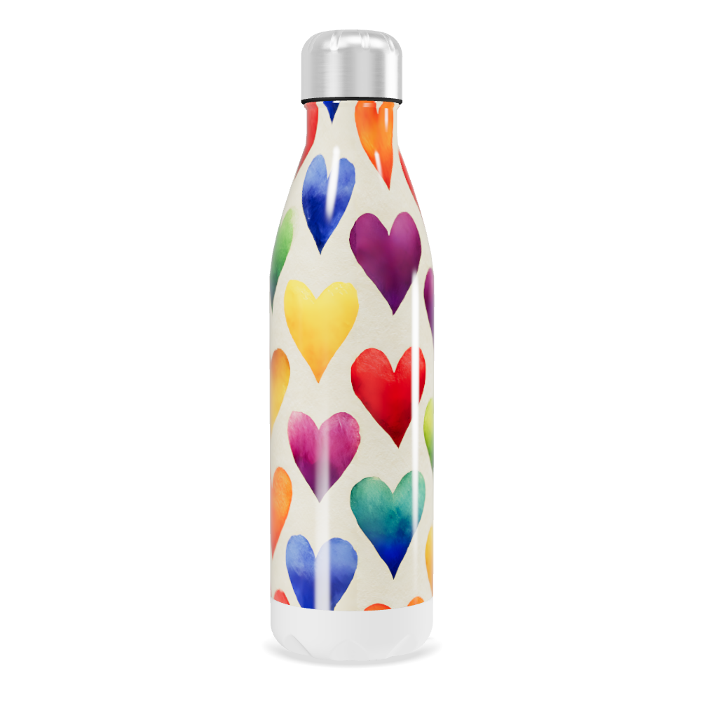 Garrafa Inox - Corações Coloridos