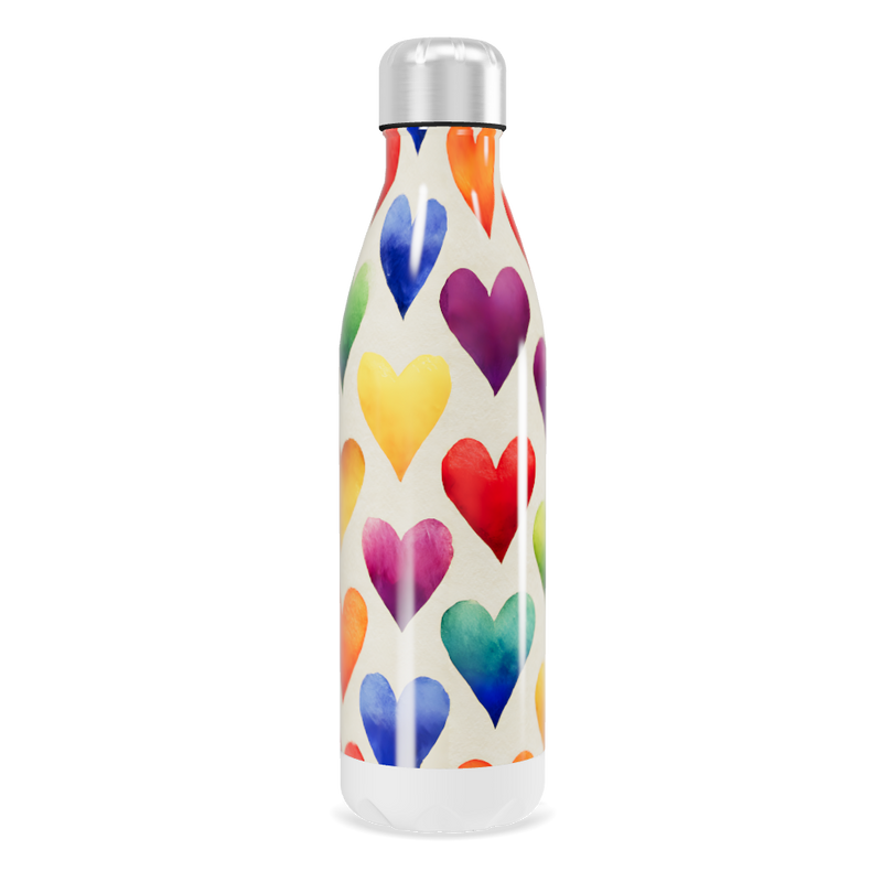 Garrafa Inox - Corações Coloridos