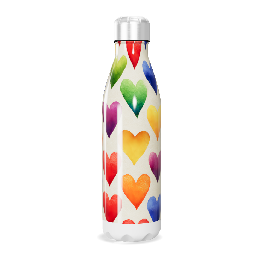 Garrafa Inox - Corações Coloridos