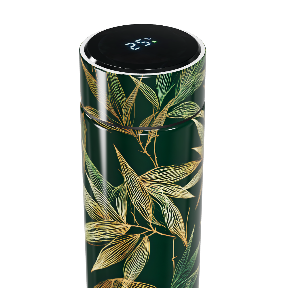 Garrafa Térmica Touch - Folhas Verde Aço Inox