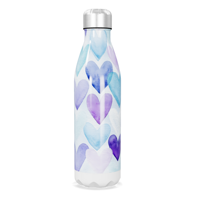 Garrafa Inox - Corações Azul e Roxo