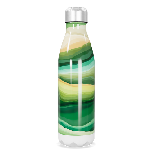 Garrafa Inox - Verde com Estampa Abstrata