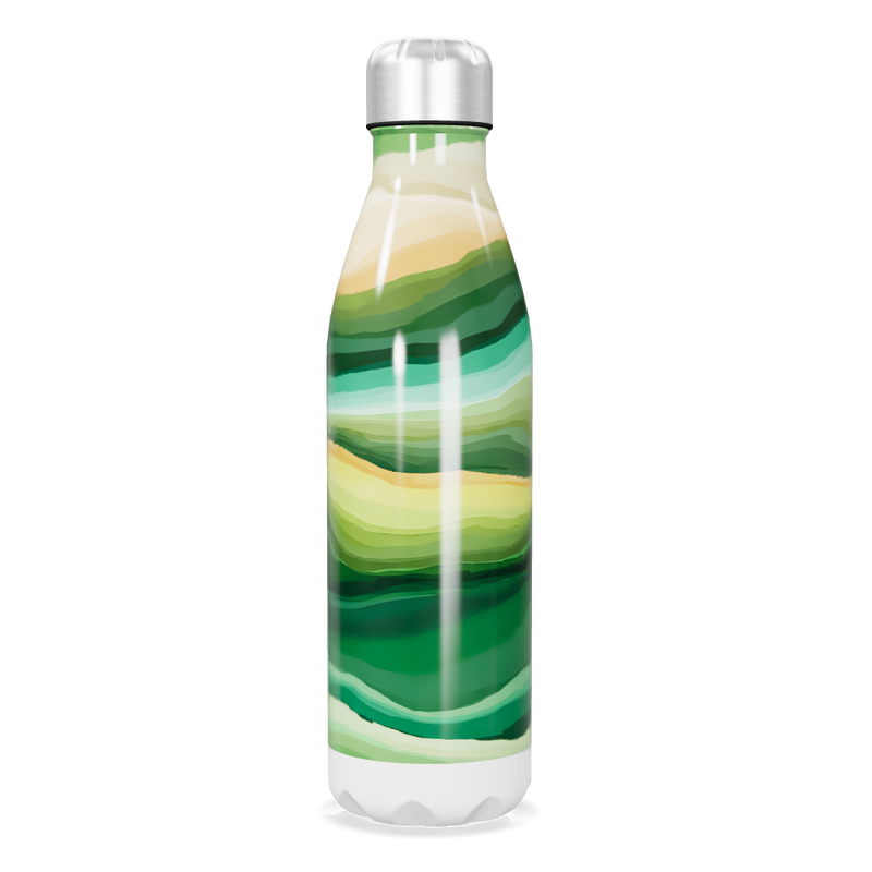 Garrafa Inox - Verde com Estampa Abstrata