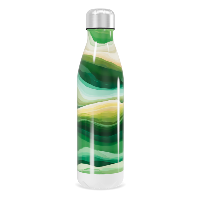 Garrafa Inox - Verde com Estampa Abstrata