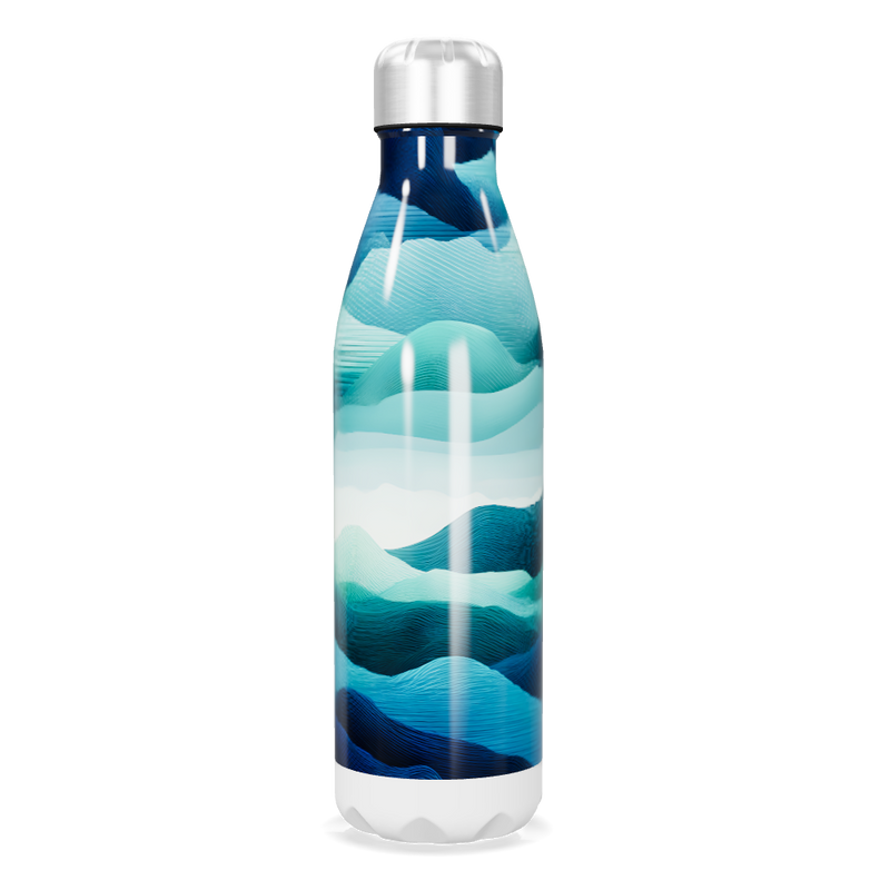 Garrafa Inox - Estampa Ondas Azul