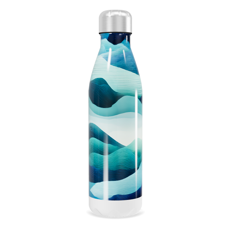 Garrafa Inox - Estampa Ondas Azul