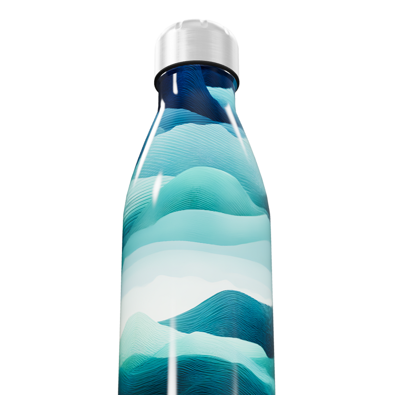 Garrafa Inox - Estampa Ondas Azul