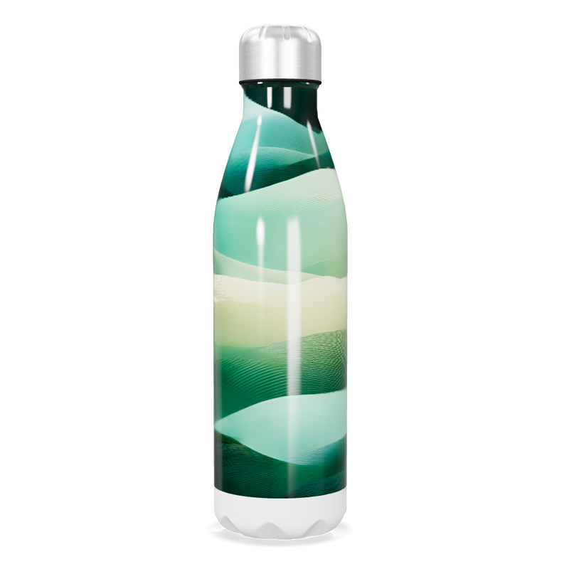 Garrafa Inox - Verde com Estampa Ondas