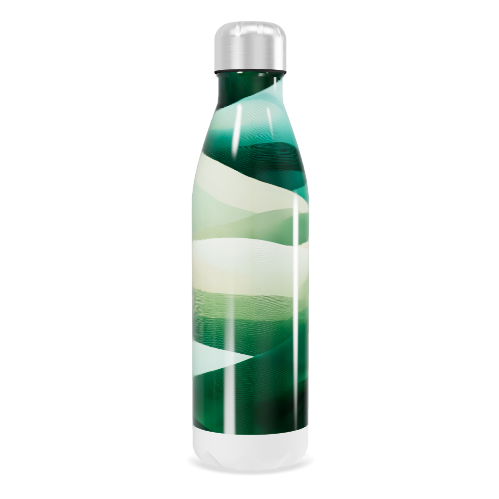 Garrafa Inox - Verde com Estampa Ondas