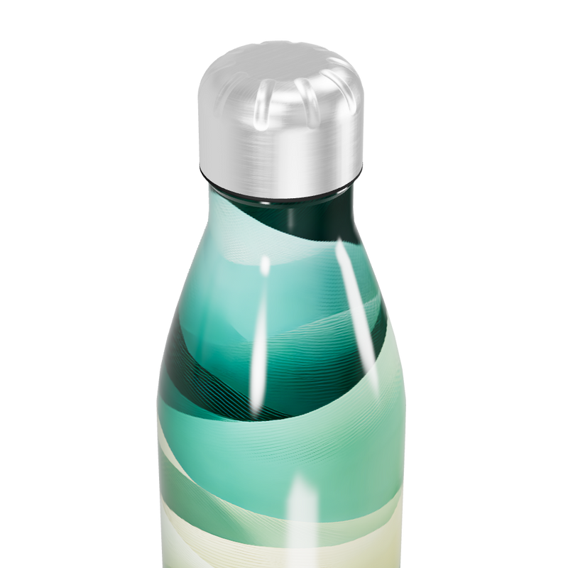 Garrafa Inox - Verde com Estampa Ondas