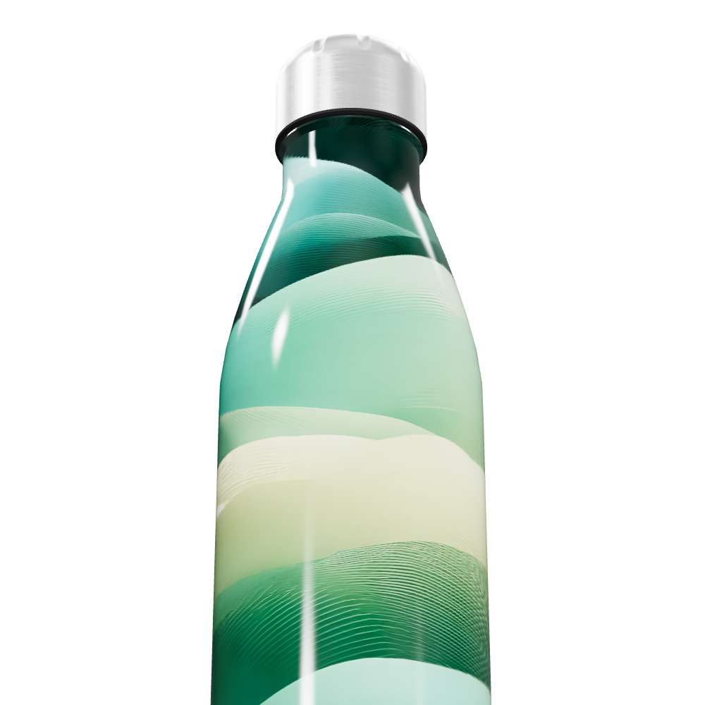 Garrafa Inox - Verde com Estampa Ondas