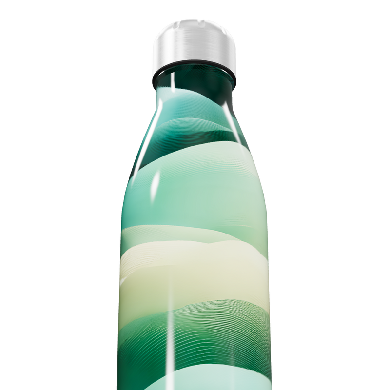 Garrafa Inox - Verde com Estampa Ondas