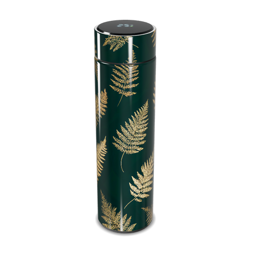 Garrafa Térmica Touch Folhas Verde Dourado