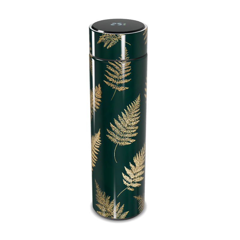 Garrafa Térmica Touch Folhas Verde Dourado