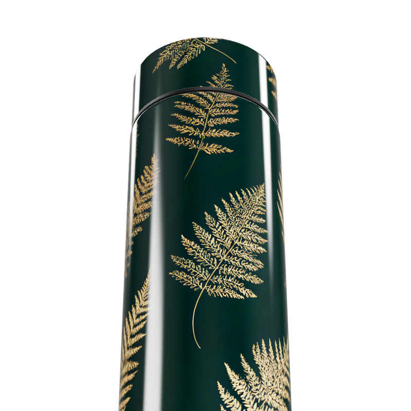 Garrafa Térmica Touch Folhas Verde Dourado