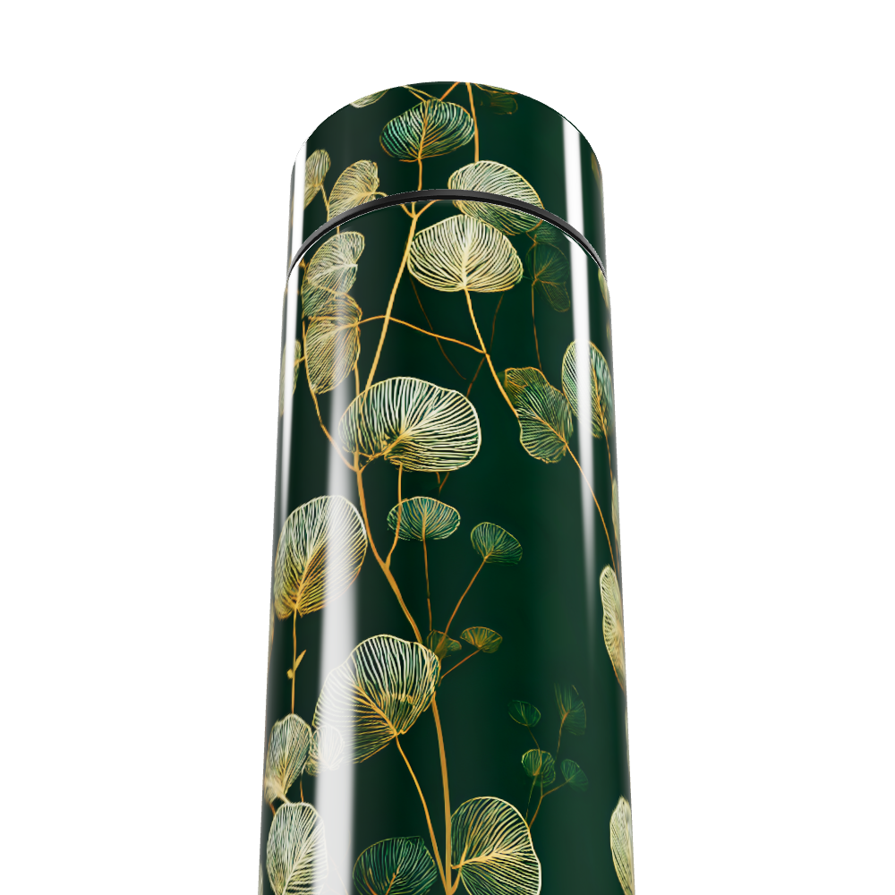 Garrafa Térmica Touch - Verde Floral Aço Inox